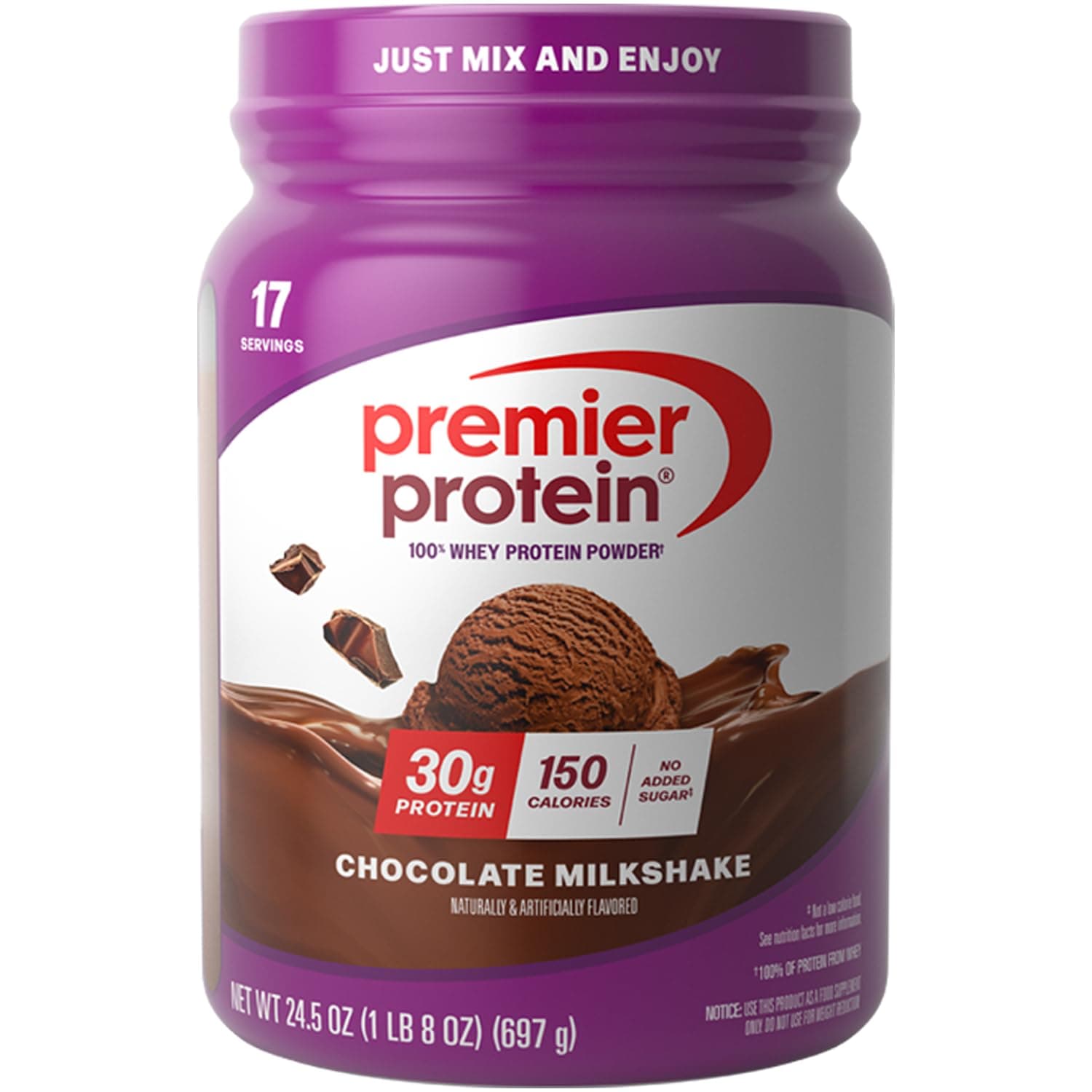 Premier Protein Powder, Chocolate Milkshake, 30g Protein, No Added Sugar, 100% Whey